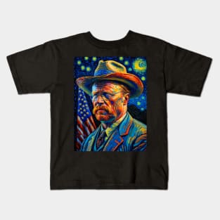 Theodore Roosevelt in starry night Kids T-Shirt